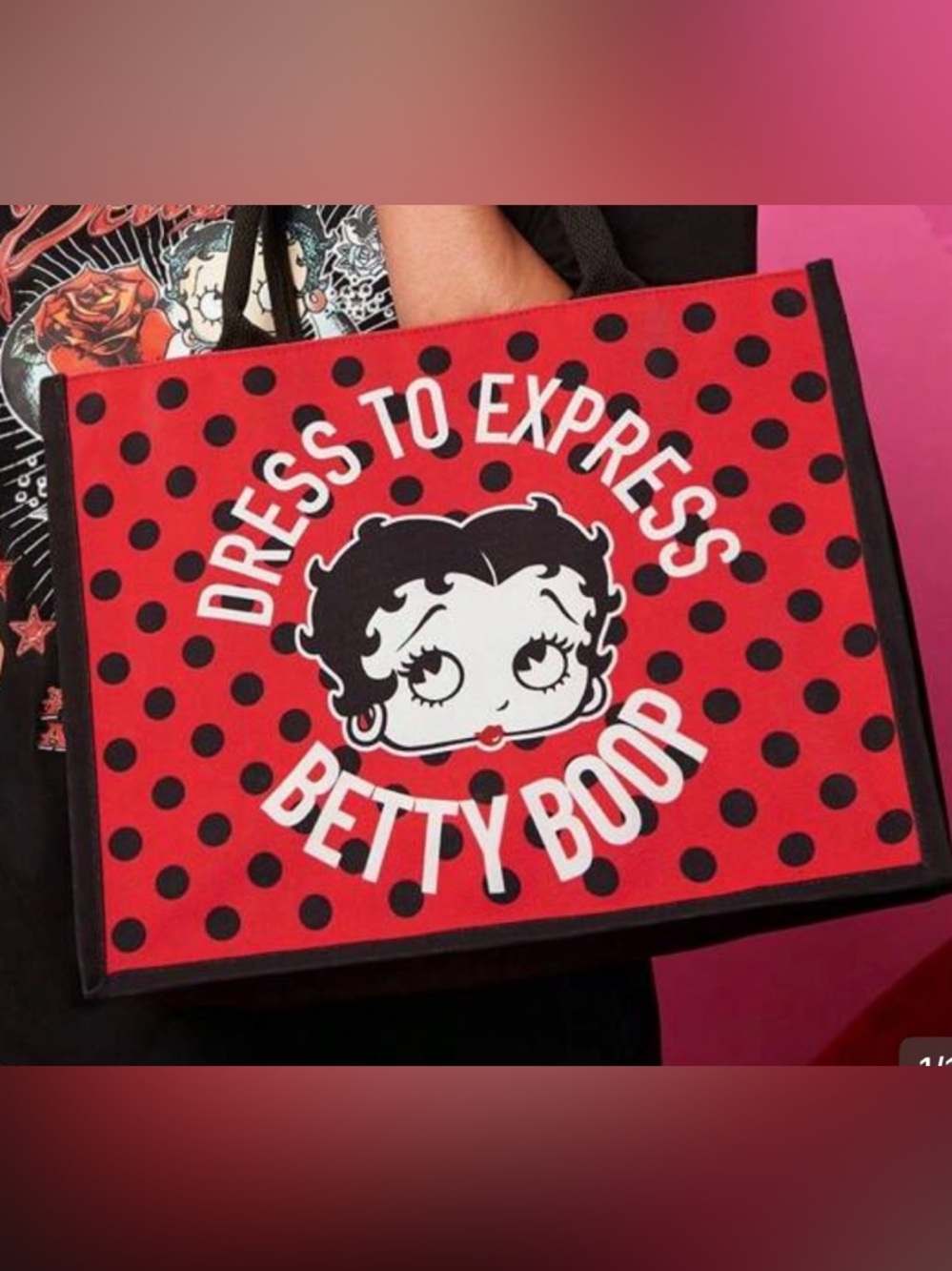 Betty Boop Red and Black Polka Dot Tote